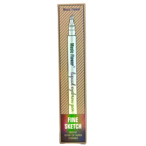 Music Flower Liquid Eyebrow Pen - Waterproof Brow Pencil with Micro-Fork Tip, Smudgeproof, Reddish Brown