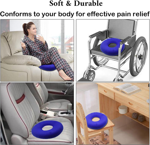 Inflatable Hemorrhoid Pillow with Pump, Butt Pillow for Tailbone Pain Relief, Coccyx Seat Cushion (Blue)