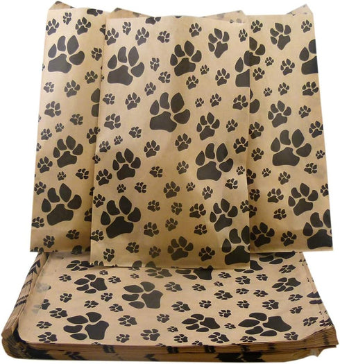 N'ice Packaging 100 Bags Flat Plain Paper or Patterned Bags for Candy, Cookies, Party Favors, Gift Bags (5" x 7", Paw