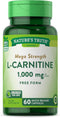 L Carnitine 1000mg | 60 Capsules | Mega Strength, Free Form, Non-GMO & Gluten Free Supplement