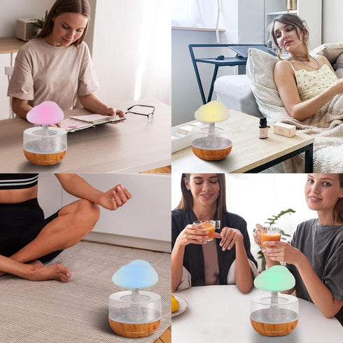 Weljoy Zen Raining Cloud Night Light Aromatherapy Essential Oil Diffuser Micro Humidifier Desk Fountain Bedside
