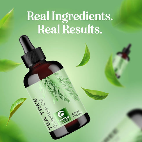 Pure Tea Tree Oil for Hair, Skin, and Nails - 100% Pure Essential Oil with Dropper for Aromatherapy - 4 Fl Oz