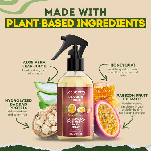 Locsanity Daily Moisturizing Spray, Passion Fruit Hair Scalp Moisturizer for Dreadlocks and Sisterlocks