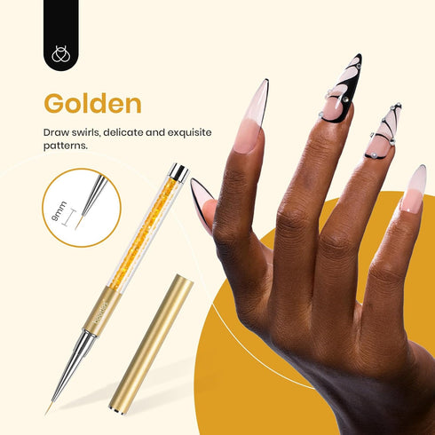 5Pcs Beetles Gel Polish Nail Art Liner Brushes Set, Diamond Handle for Painting, Dotting, and Drawing Sizes 5 7 9 11