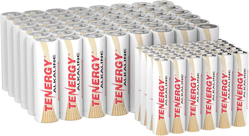 Tenergy Combo 48xAA 24xAAA 1.5V Alkaline Batteries, High Performance AA/AAA Non-Rechargeable Battery for
