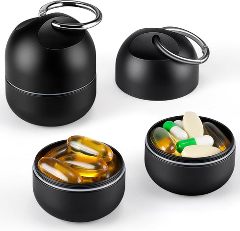 Zannaki Small Portable Single Pill Box Keychain - Metal Daily Travel Pill