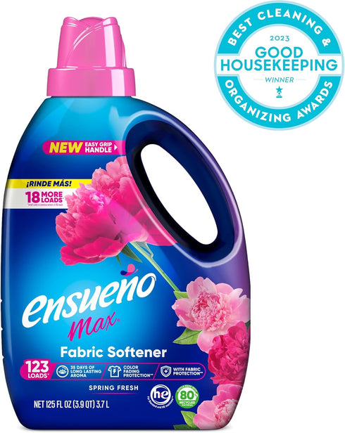 Ensueño Max Liquid Fabric Softener, Spring Fresh Scent, 125 oz, Long-Lasting Freshener and Wrinkle Eliminating