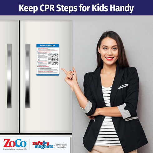 Safety Magnets by ZOCO – Infant and Child CPR Magnet, 5"x7" Emergency First Aid Guide