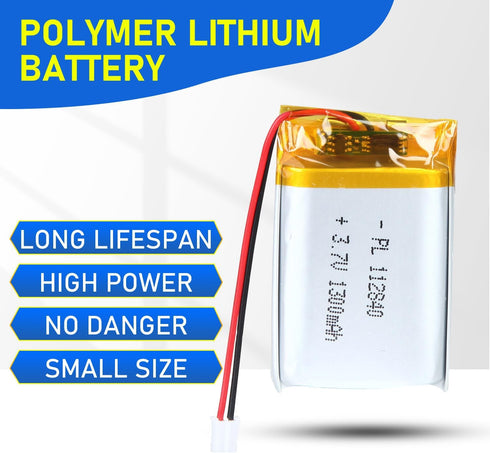 112840 3.7V Lipo Battery 1300mAh Rechargeable Lithium Polymer Pack with JST PH2.0mm Connector for Electronics
