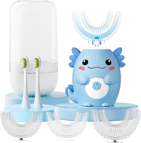 PVOGRT Kids Electric U Shaped Toothbrush - Axolotl Kids Sonic Toothbrush with 6