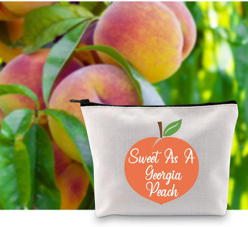 G2TUP Georgian Gift Sweet As A G Peach Makeup Bag, Georgia State Pride Cosmetic Bag, Zipper Travel Bag