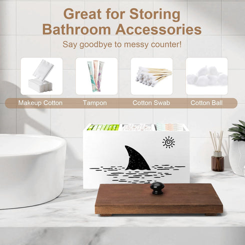 MROUEN Tampon Holder for Bathroom,White Feminine Product Organizer,Girl Stuff Box for Bathroom,Pad and Tampon Organizer