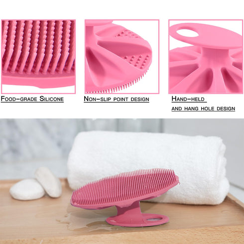 INNERNEED Soft Silicone Body Cleansing Brush, Gentle Exfoliating Shower Scrubber for All Skin Types, Pink
