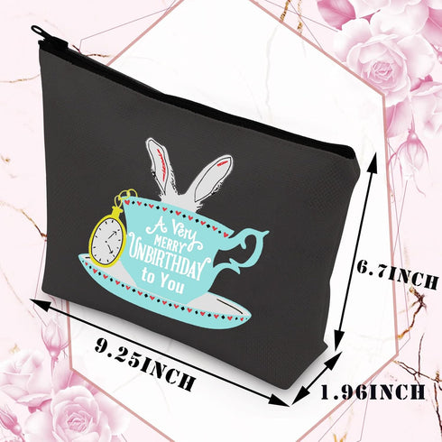 BDPWSS Makeup Bag for Travel, Alice Theme, A Very Merry Unbirthday to You, Soft Polyester, Waterproof, Cosmetic Case for Friends, Sister, Female