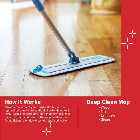 E-Cloth Deep Clean Mop, Microfiber Mop, Perfect Floor Cleaner for Hardwood, Laminate, Tile, Washable and Reusable