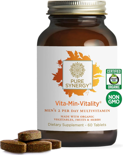 PURE SYNERGY Vita·Min·Vitality | Natural Multivitamin for Men | Organic Whole Foods | Energy, Stress, Immune Support