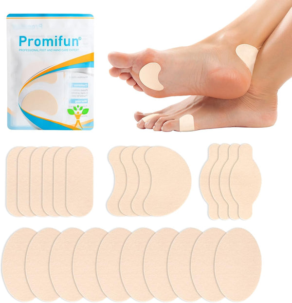 Promifun Moleskin Strips with Adhesive Blister Prevention Pads Mole Skin Tape Stickers
