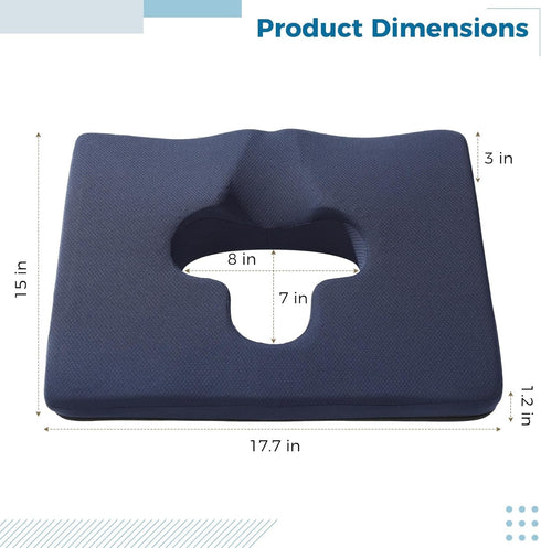 Gel Wheelchair Seat Cushion with Memory Foam, Cooling Support Cushion for Long Sitting or Lying, Coccyx Cutout Pillow