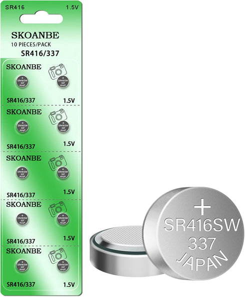 SKOANBE SR416SW 337 1.55V Watch Battery, 10-Pack