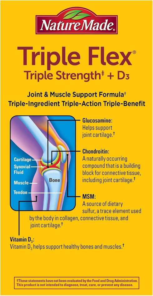 Nature Made TripleFlex Caplets with Vitamin D3, 120 Count for Joint Support