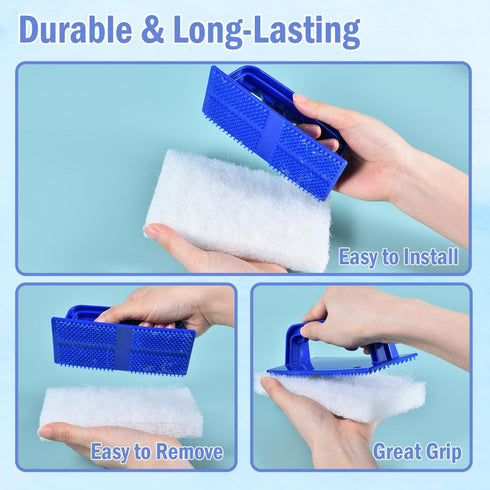 YoleShy Shower Scrubber Non-Scratch Bathtub Scrubber Heavy Duty Scrub Pad with Handle for Bathroom Tile Bathtubs Shower
