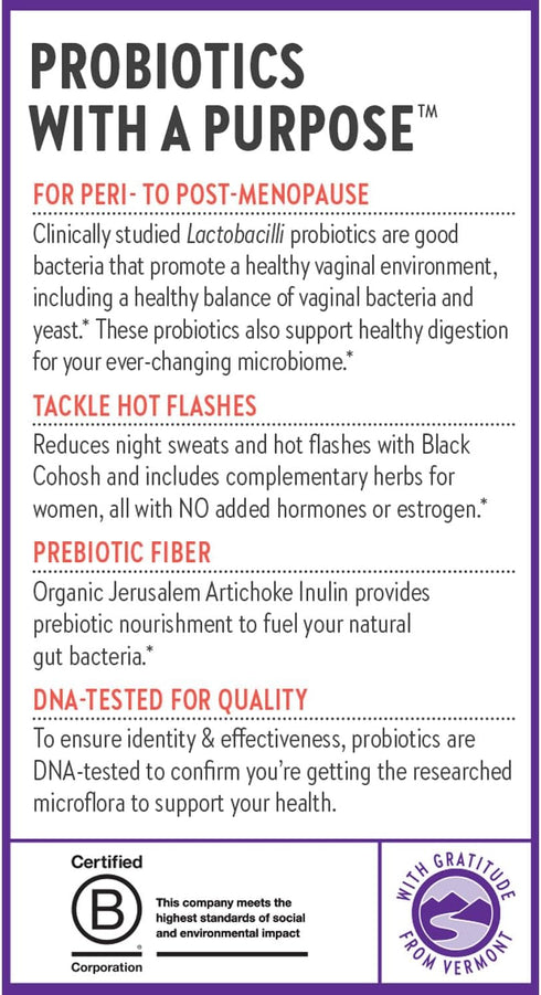 New Chapter 100% 30 All-Flora Probiotic Menopause Balance, Ultra-Concentrated Probiotics for Women with Black Cohosh