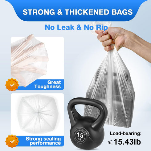 Charmount Small Trash Bags 1.2 Gallon, 102 Count Garbage Bags, Bathroom Trash Can Liners, Fit 4.5-5 Liter Clear