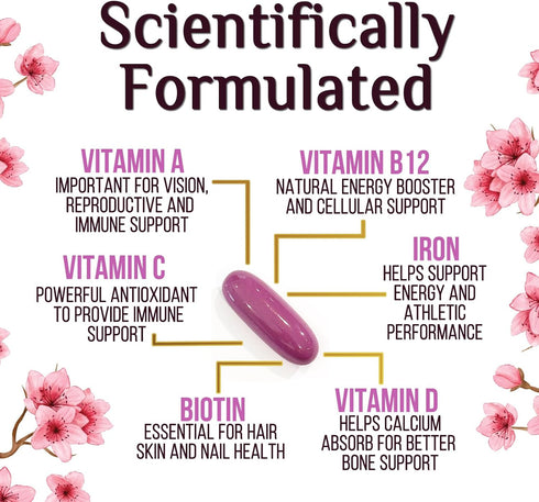 Immune 120 Multivitamin for Women - Essential Daily Womens Multivitamins with Calcium, Folic Acid, Vitamin A, C, D, E