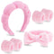 VELSCRUN 6 Pack Spa Headband, Makeup Headband, Face Wash Headband, Pink Sponge Hair Band for Women