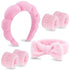 VELSCRUN 6 Pack Spa Headband, Makeup Headband, Face Wash Headband, Pink Sponge Hair Band for Women