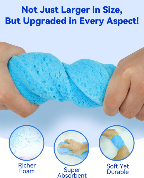 Large Car Wash Sponge Kit, 2.4in Thick Foam Scrubber, Easy Grip Sponges for Kitchen, Bathroom, Household Cleaning, 3pcs