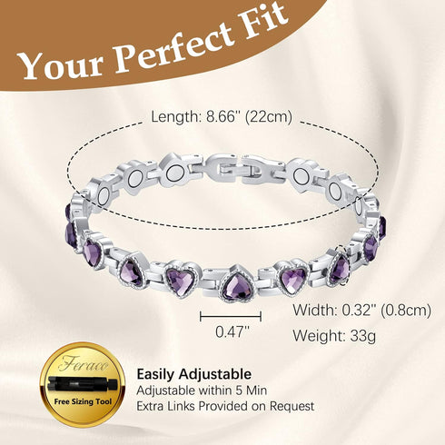 Feraco Magnetic Bracelets for Women, Titanium Steel Bracelet with Neodymium Magnets & Sparkling Crystals