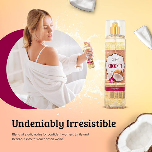 Luxurious Coconut Body Mist Fine Fragrance, Women's 8oz Warm & Cozy Luxury Scented Gifts