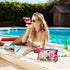 Preppy Patch SPF Clear Cosmetic Bag, Waterproof PVC Toiletry Bag for Beach Pool, Multi-Function Zippered Pouch