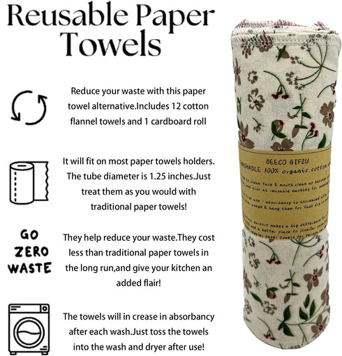 Reusable Paper Towel Rolls 20 Pack, Washable Cloth Value Set of 4 Colors