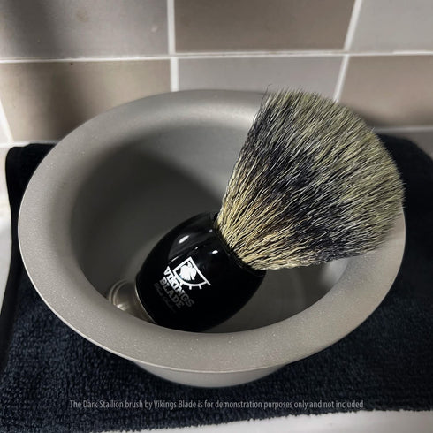 Vikings Blade Luxury Shaving Soap Bowl, Sandblasted Steel, Unbreakable, Tactile Texture, 3.55” Diameter, Great for Most
