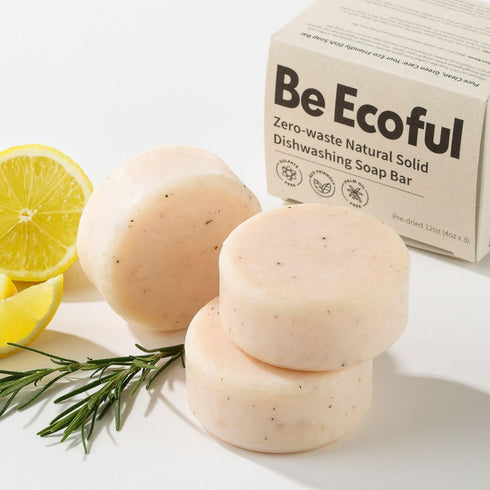 BeEcoful Zero Waste Natural Dish Soap Bar, Pack of 3 - Vegan, Eco-friendly, Sustainable Organic Ingredients