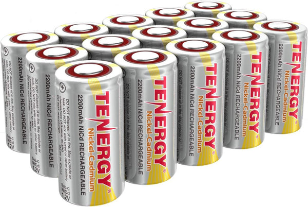 Tenergy SubC 2200mAh NiCd Flat Top Rechargeable Battery (No Tabs) - 15 Pack