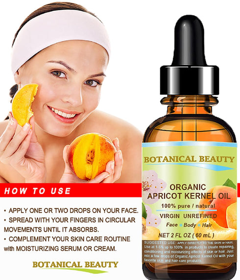 ORGANIC APRICOT KERNEL OIL 100% Pure Virgin Unrefined Cold Pressed Carrier Oil 2 oz-60 ml for Face Hair Body Skin