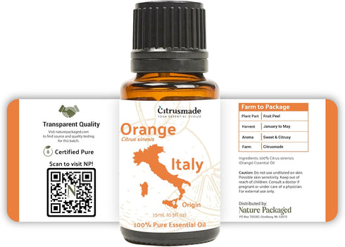 Orange Essential Oil 15ml - Pure Essential Oils for Diffusers and Aromatherapy from Sicily