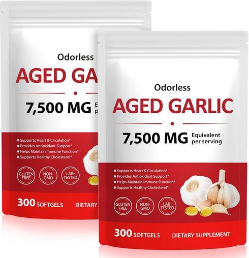 VOGSIG Aged Garlic Extract, 600 Count 7500mg Odorless Organic Garlic Extract Capsules, Heart