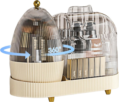 Rotating Makeup Organizer for Vanity, Large Spinning Makeup Storage with Brush Holder, 15x11''