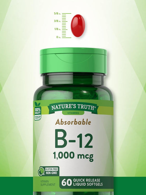 Nature's Truth Vitamin B12 | 1000 mcg | 60 Softgels | Non-GMO & Gluten Free Supplement