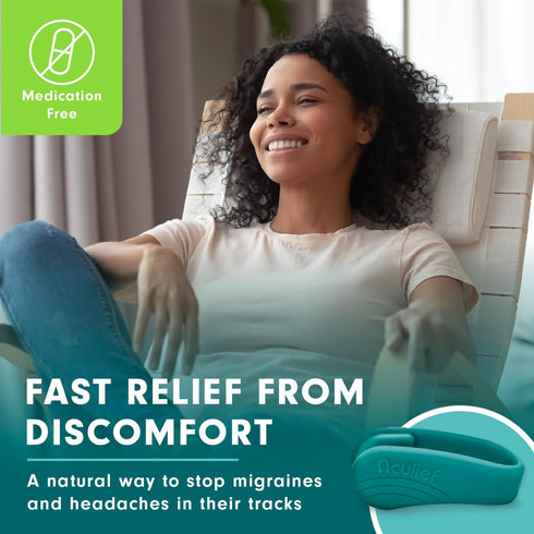 Aculief Wearable Natural Acupressure Migraine Relief Clip - Regular Teal - Drug-Free Headache & Tension Relief
