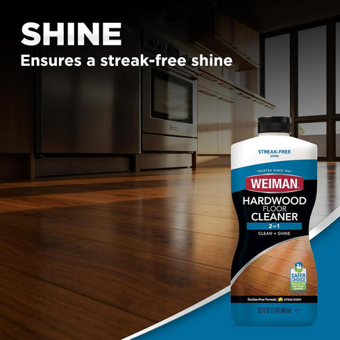 Weiman Hardwood Floor Cleaner and Polish Restorer Combo - 2 Pack, Natural Shine, Removes Scratches