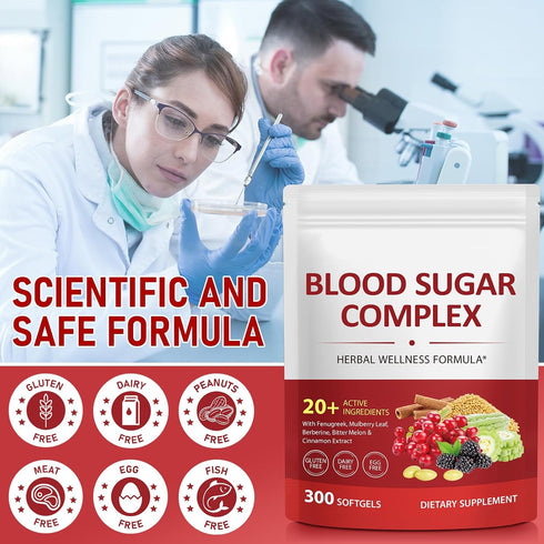 J&H Jasmine&Hyacinth 300 20+ Mulberry Softgels Blood Sugar Complex Supplement | Active Natural Herbs-Cinnamon, Bitter