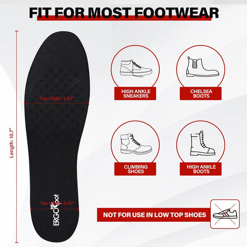 ERGOfoot Height Increase Insoles for Men Women - Adjustable Invisible Shoe Lifts & Height Boosters