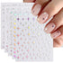JMEOWIO 12 Sheets Aurora Nail Art Stickers Decals Self-Adhesive Glitter Holographic Star Heart Nail Design Accessories