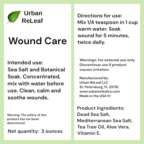 Urban ReLeaf Wound Care, Soothing Sea Salt & Botanical SOAK, Clean and Calm Wounds, 100% Natural, Vitamin Rich