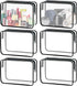 6 Pieces Clear Makeup Bags, Portable Travel Pouch with Zipper, TSA Approved Waterproof Vinyl Plastic Organizer Case